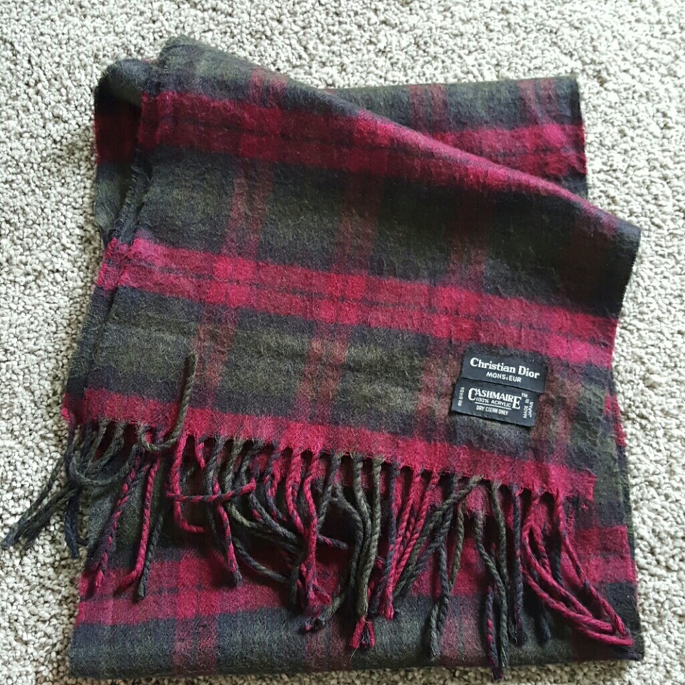 Christian Dior Monsieur Men Scarf Red Green Blue Checks Luxury